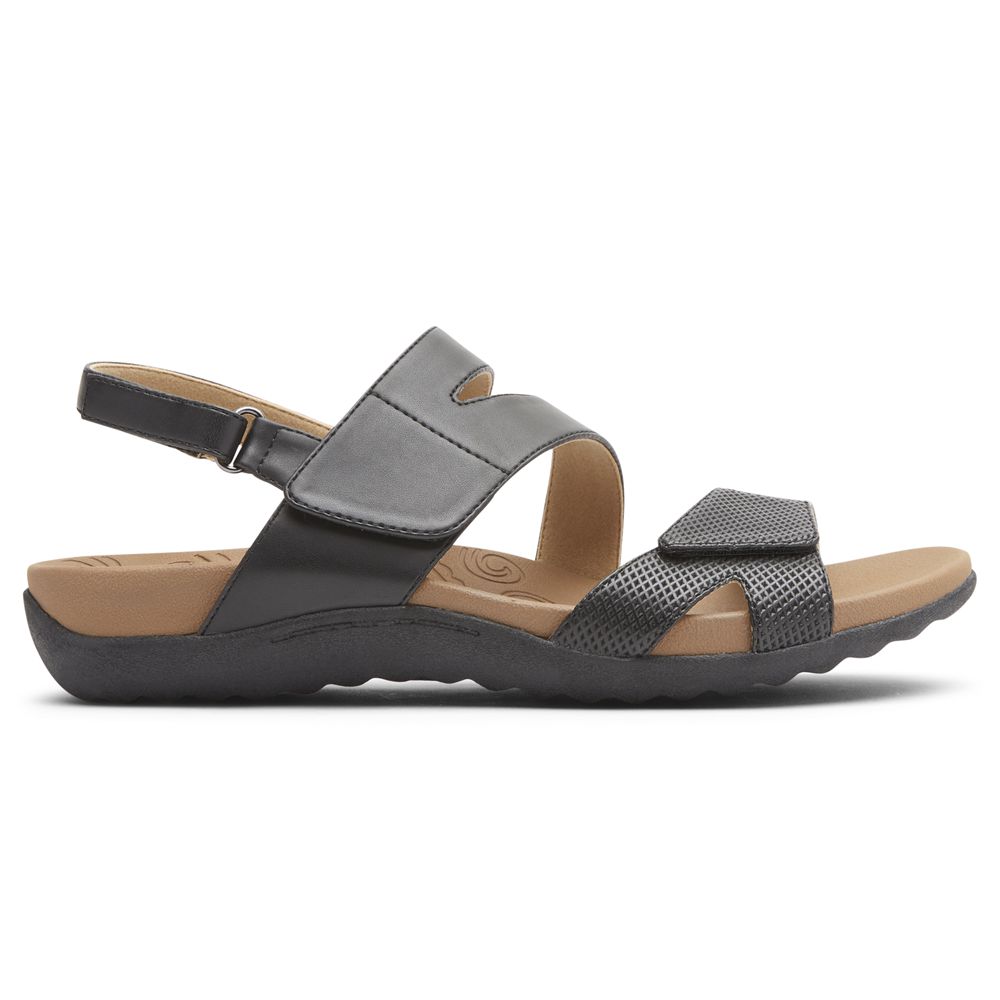 Rockport Ridge Adjustable Asymmetrical - Womens Sandals - Black - NZ (CTW-390178)